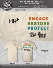 Load image into Gallery viewer, John Ball Zoo Hero T shirt with Protect design on front and back