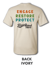 Load image into Gallery viewer, John Ball Zoo Hero T shirt with Protect design on front and back